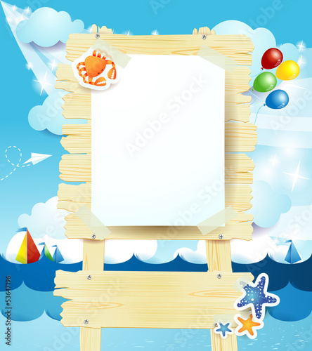 Signboard on seascape