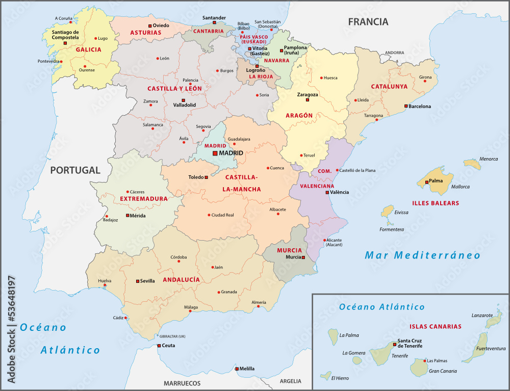 Naklejka premium Spanien Administrative