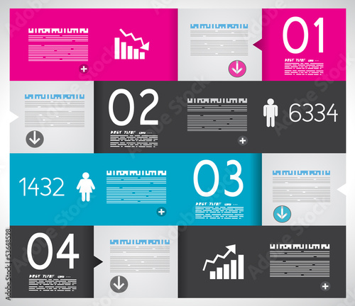 Infographic design template with paper tags.