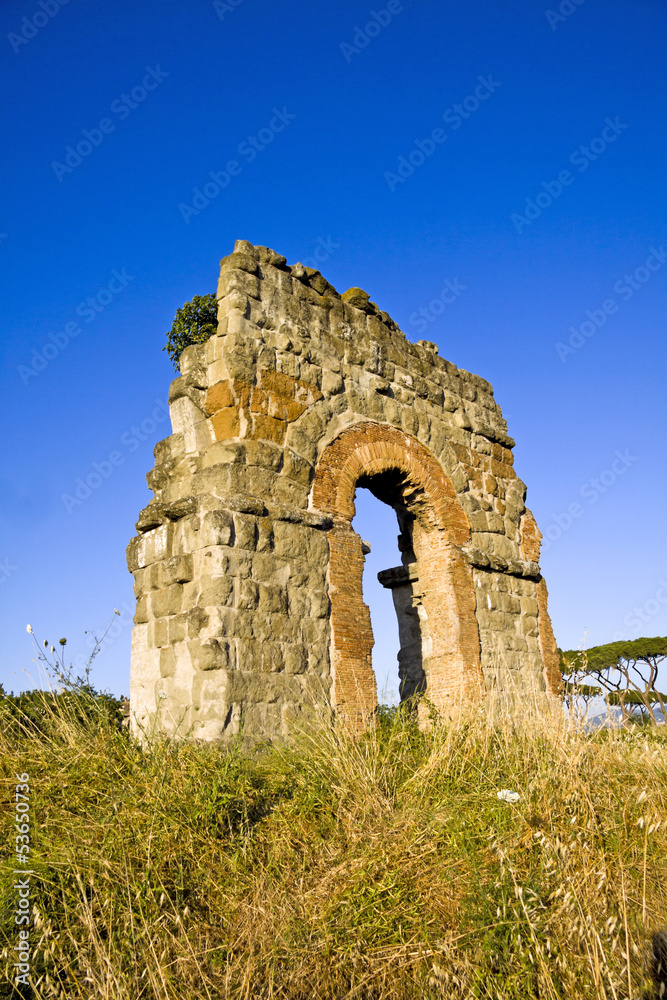 Ruin of the roman acqueduct 