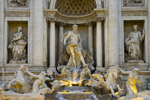 Detail of the "Trevi Fountain" in Rome, Italy