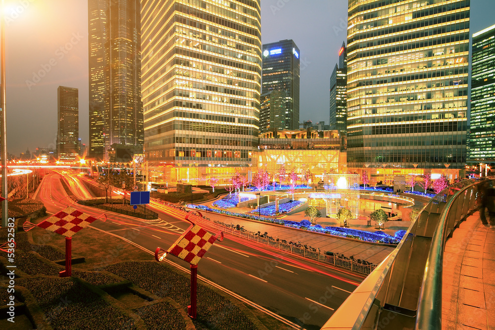 Fototapeta premium Lujiazui Finance&Trade Zone of modern urban architecture backgro