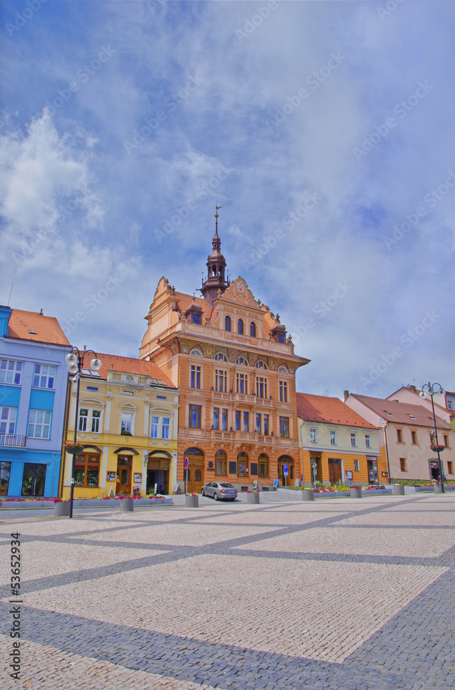 Traditional square in town Sedlčany in Czech Republic