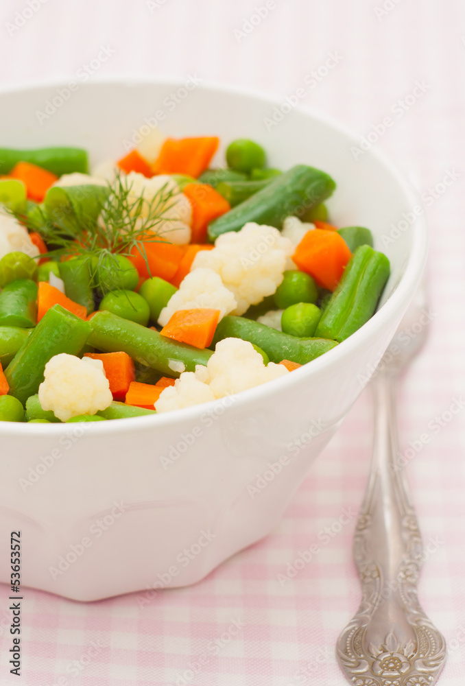 Vegetables in white plate