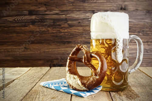 Fotografie, Obraz Beer and Pretzel; Oktoberfest