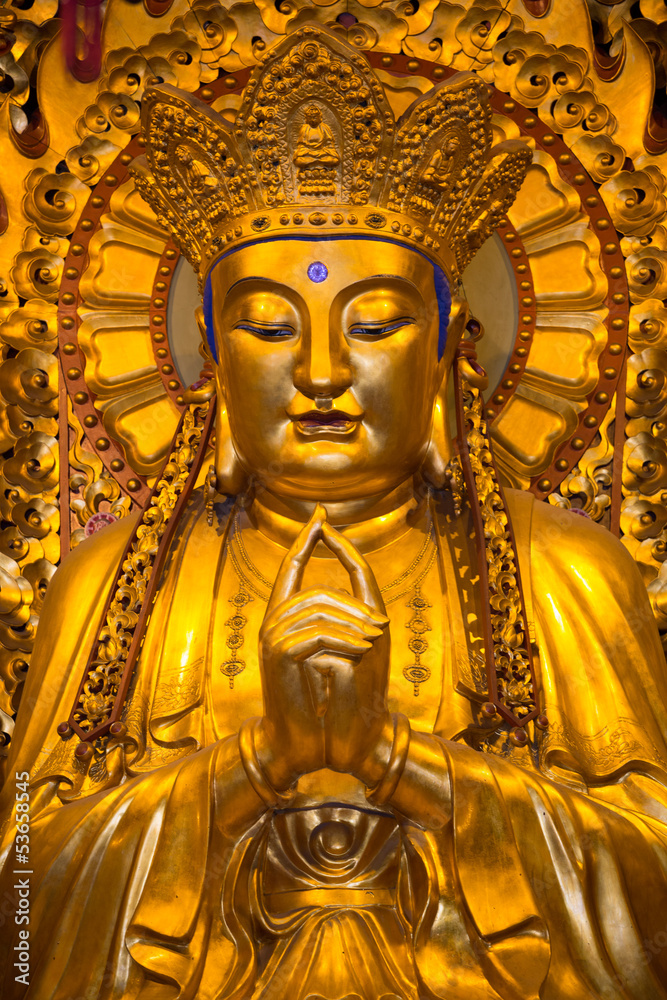 Close-up of Buddha at the temple of Jade