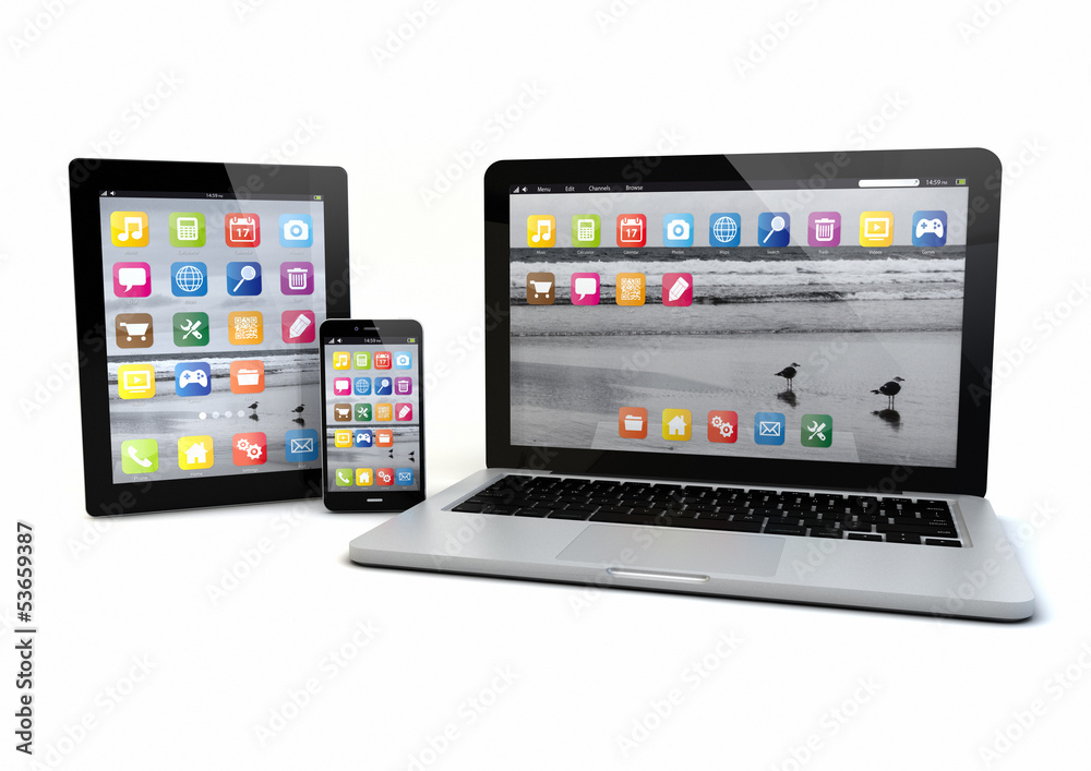 laptop, smatrp phone and tablet pc