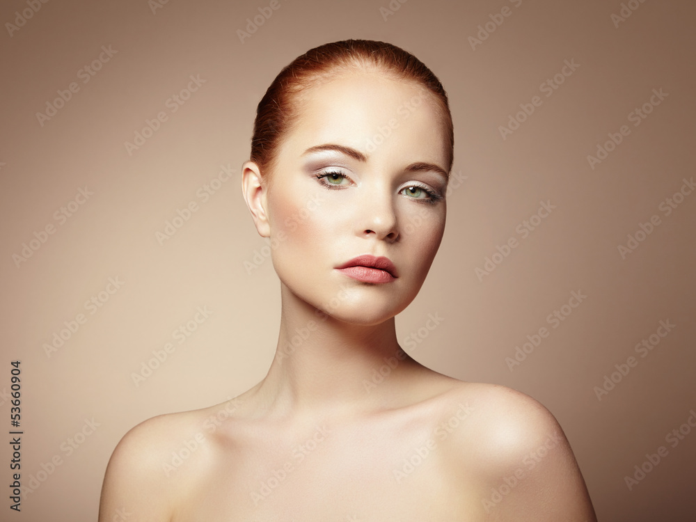Beautiful young woman with bright make-up and manicure Beautiful young woman with bright make-up and manicure