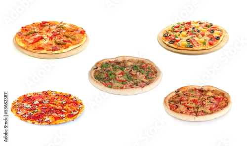 Pizza set isolated on white