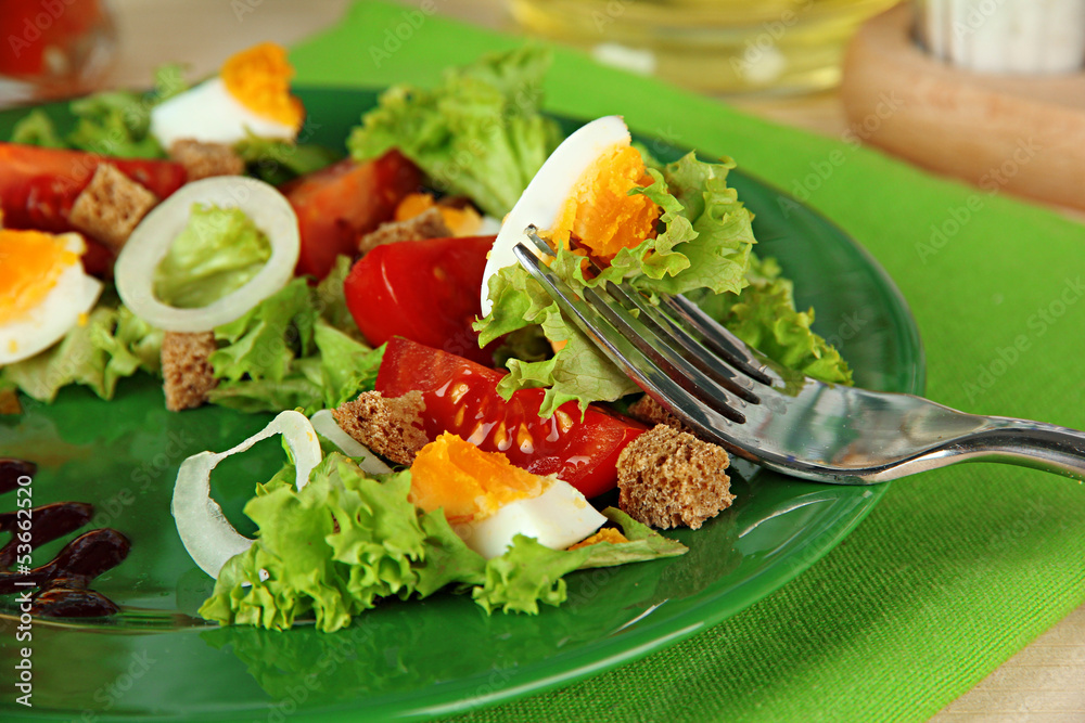 Fresh mixed salad with eggs, tomato, salad leaves and other Fresh mixed salad with eggs, tomato, salad leaves and other