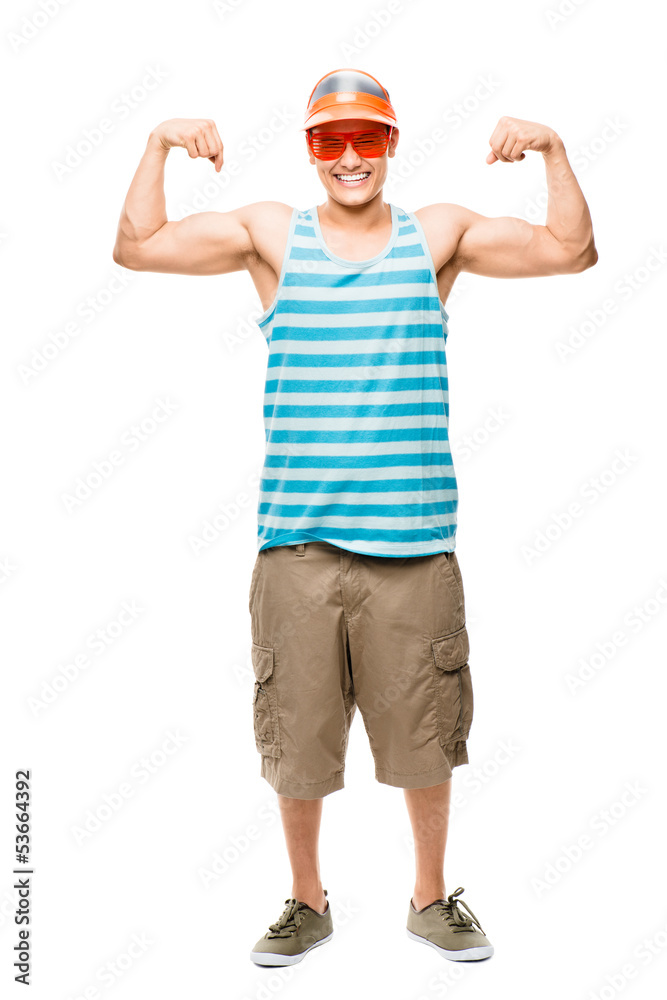 muscle man strong latin american man showing muscles muscle man strong latin american man showing muscles