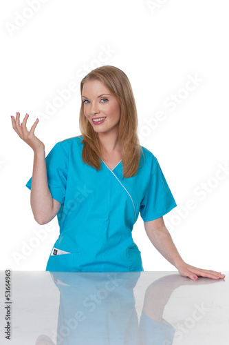 Young medical nurse explaining