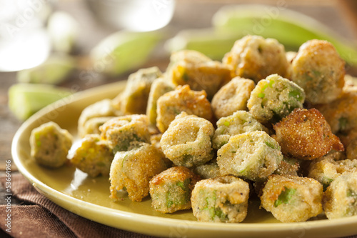 Organic Homemade Fried Green Okra