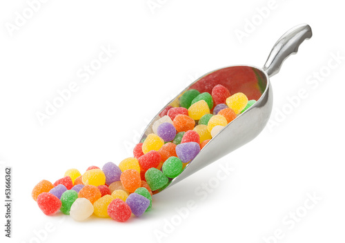 Photography Assorted Gumdrops in a scoop isolated