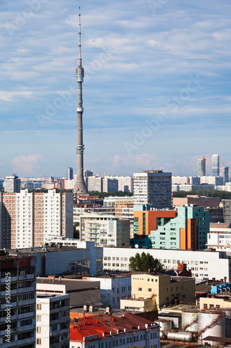 Moscow skyline with TV tower