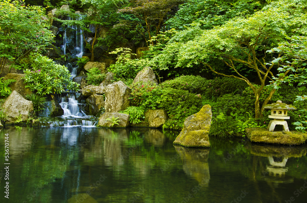 A Beautiful water fall at Japanese Garden
