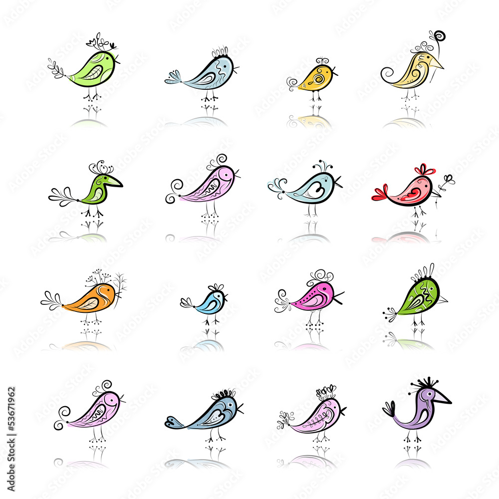 Obraz premium Funny birds collection for your design
