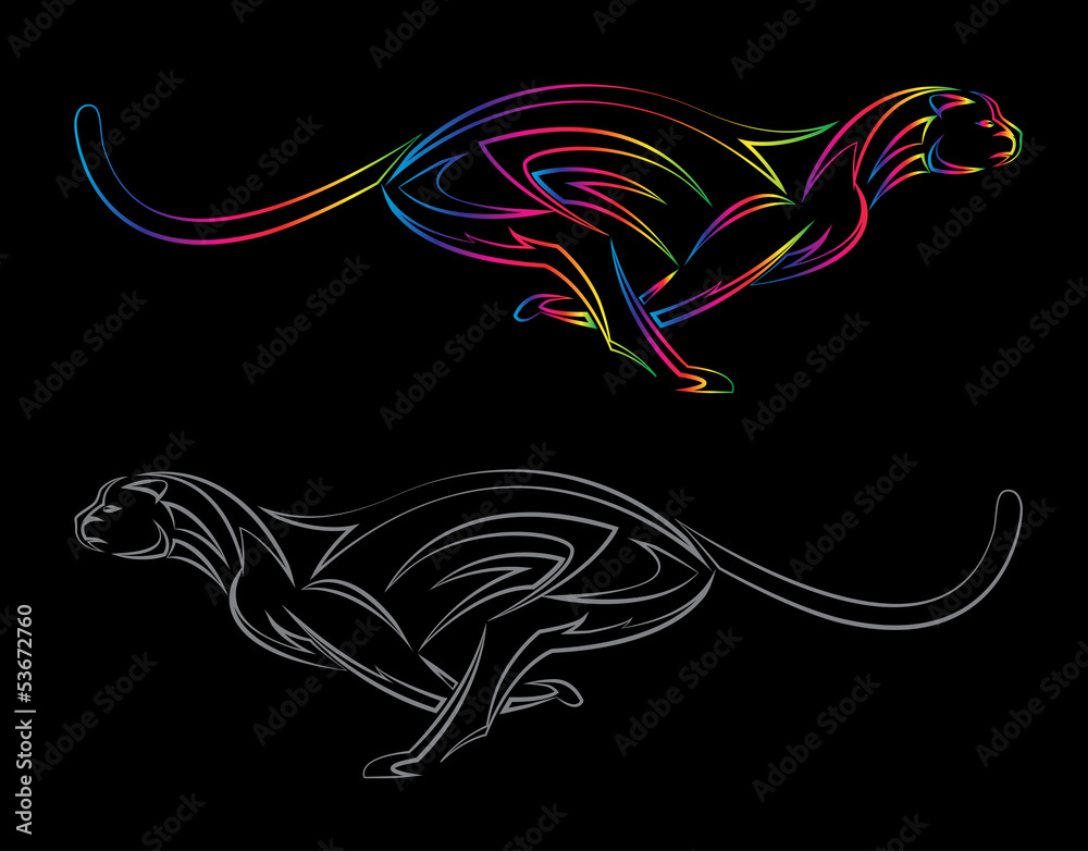 Vector image of ancheetah on black background Vector image of ancheetah on black background
