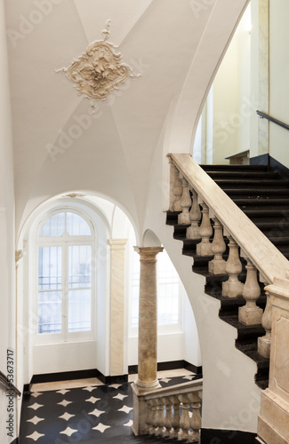 ancient staircase of a classic historic building, interior