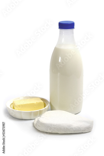 Fresh dairy products: milk, butter, cheese