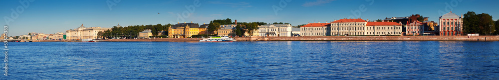 Panoramic view of Vasilyevsky Island in summer