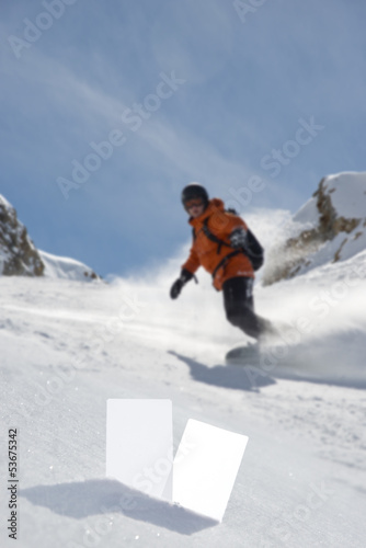 Winter sport tickets and snowboarder © KonArt