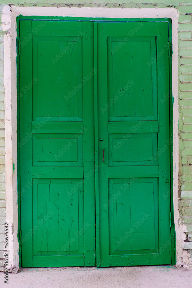 Closed wooden doors