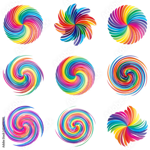set of abstract colorful swirl shapes