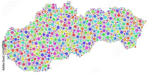 Map of Slovakia - Europe - in a mosaic of harlequin circles