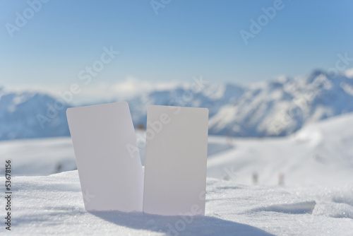 Snow entrance fee cards with copy space