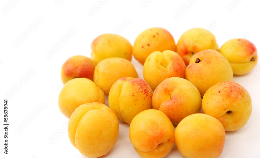 lot of fresh apricots isolated