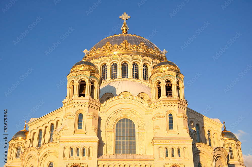 Detail of Naval cathedral of Saint Nicholas in Kronstadt.