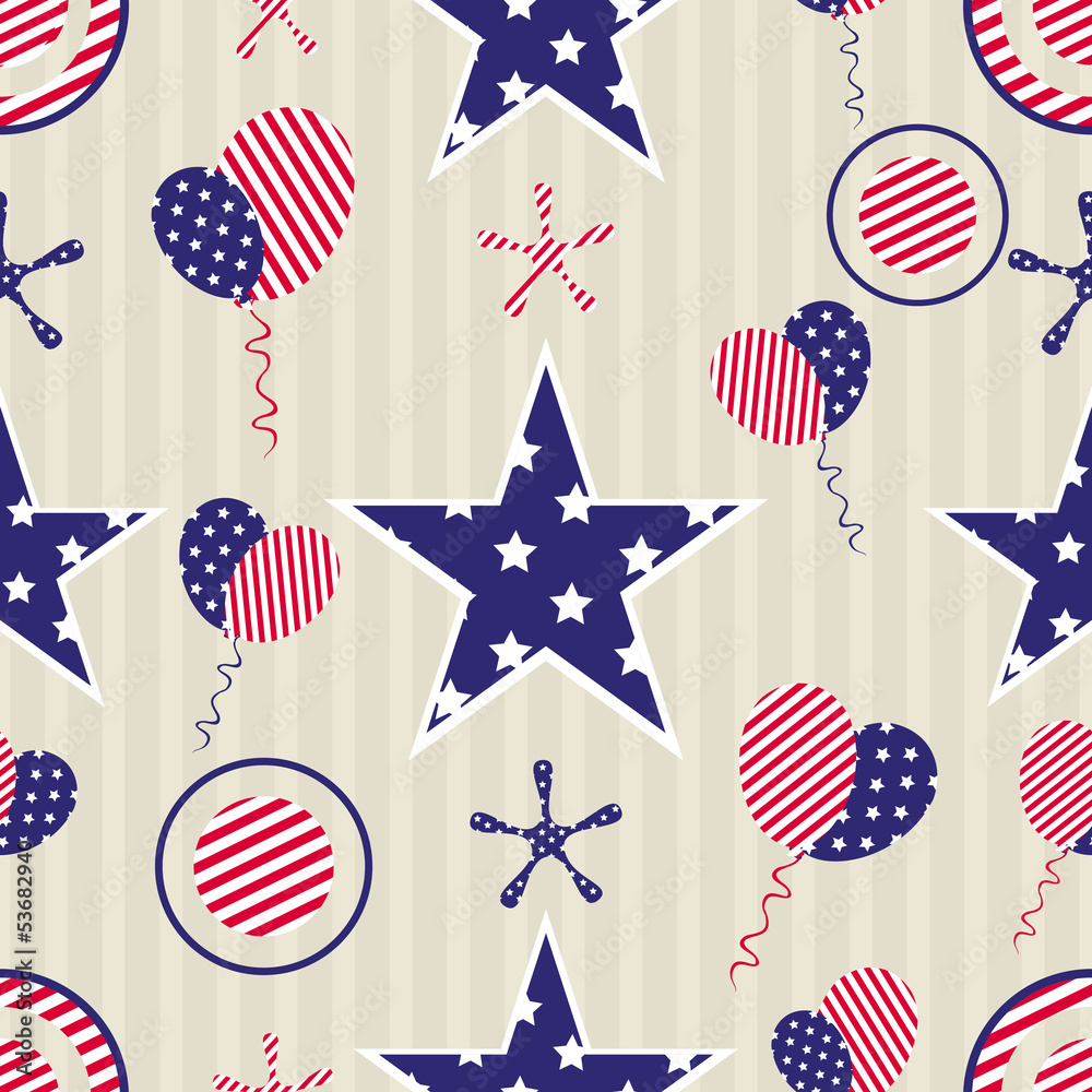 Obraz premium Seamless pattern for 4th of July, American Independence Day.