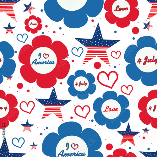 Seamless pattern for 4th of July, American Independence Day.