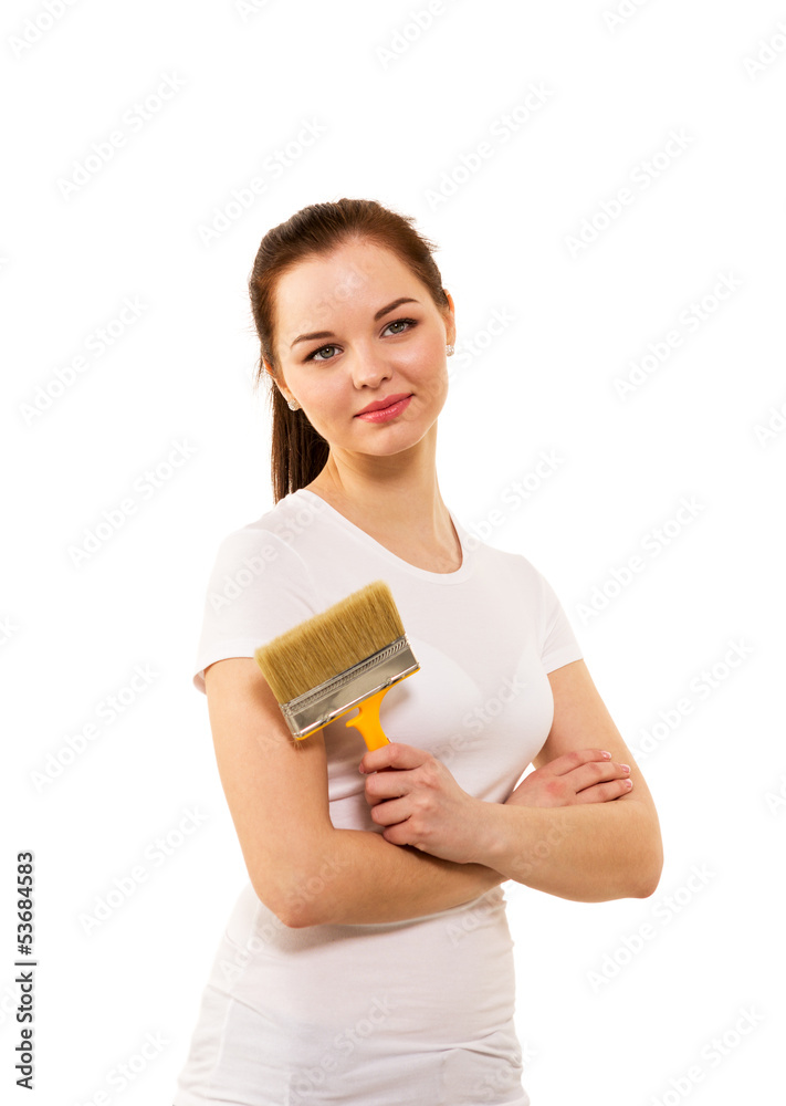 The beautiful girl about the crossed hands on breast it is isola