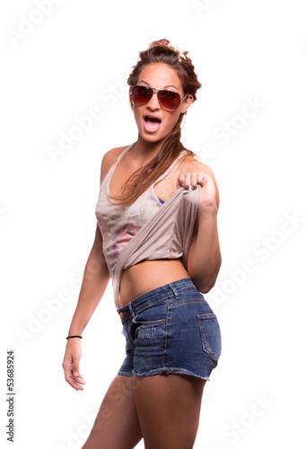 young woman isolated on a white background