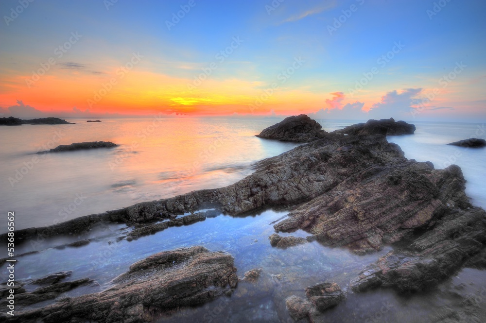 Sunrise at Malaysian beach at Terengganu