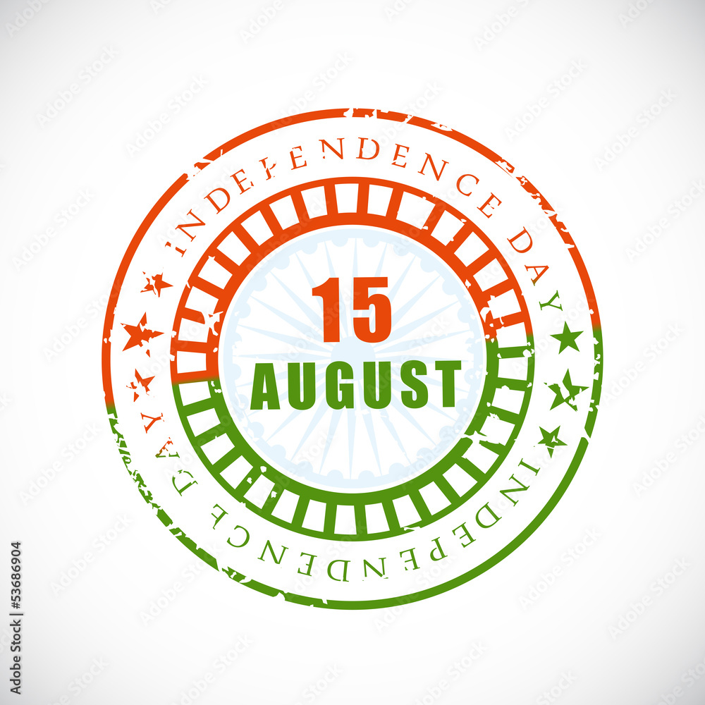 Rubber stamp in national flag colors with text 15 August Indepen Rubber stamp in national flag colors with text 15 August Indepen