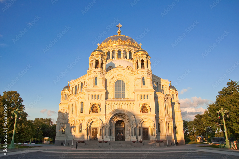 The Naval cathedral of Saint Nicholas in Kronstadt, Russia.