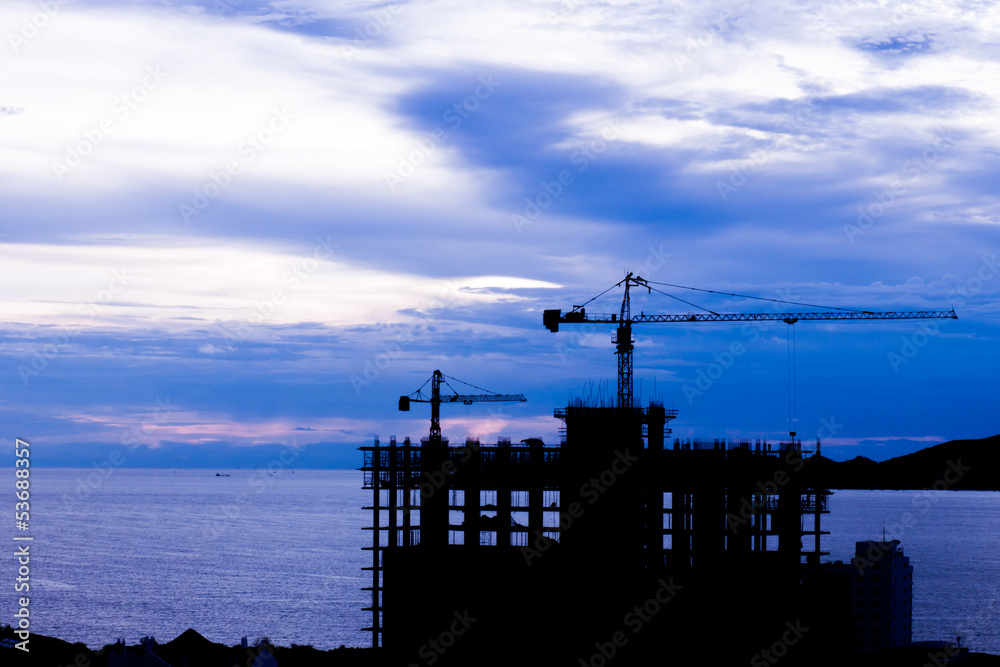 silhoutte construction site