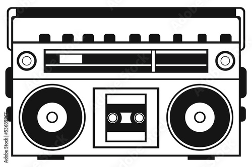 Retro ghetto blaster isolated on white background