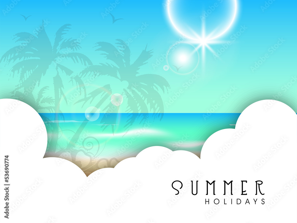 Abstract summer background with shiny sun.