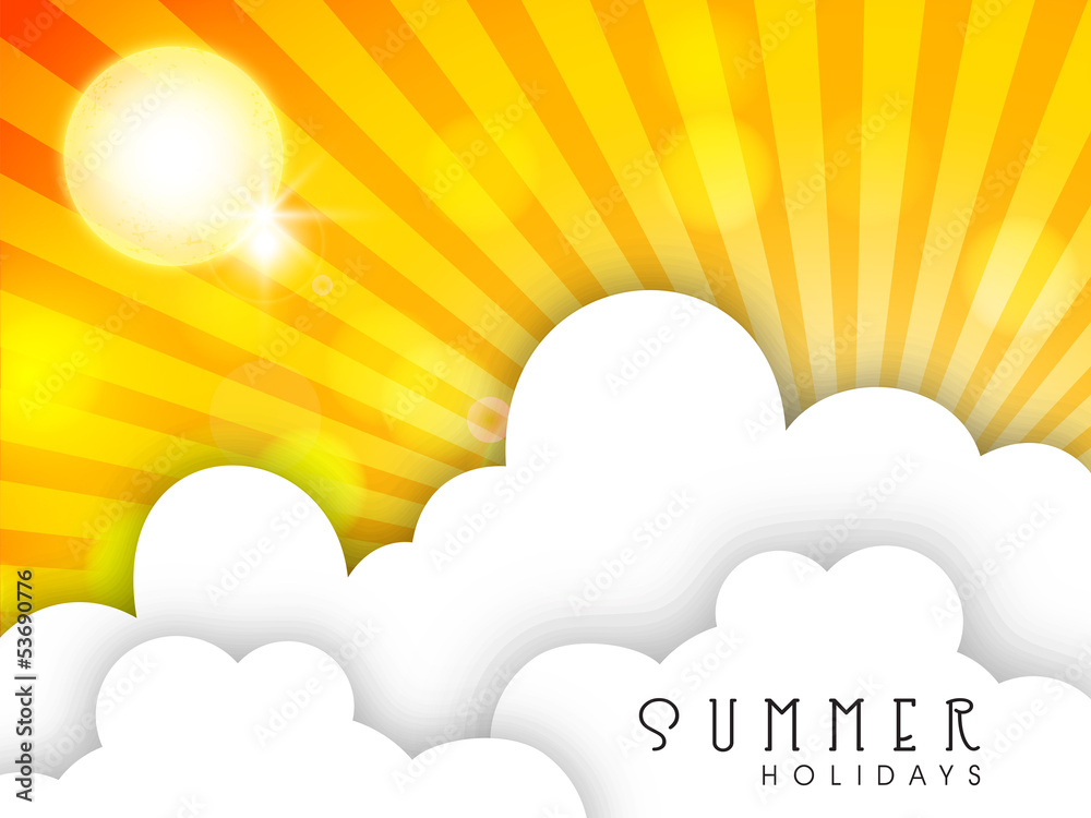 Shiny Sun and clouds, Hot Summer background. Shiny Sun and clouds, Hot Summer background.