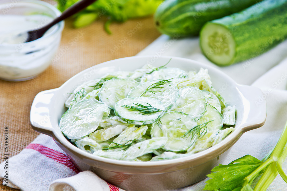 Cucumber with Celery and Dill salad Cucumber with Celery and Dill salad