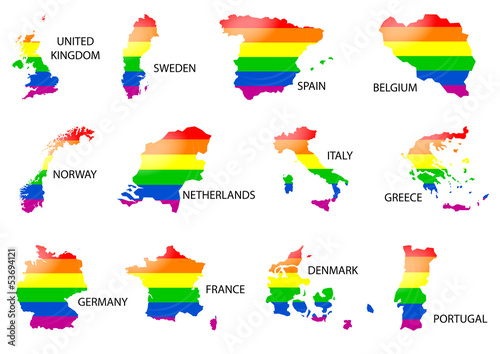 Gay flag EUROPE COUNTRIES map