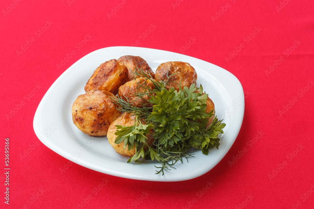 Baked potatoes with dill and parsley Baked potatoes with dill and parsley