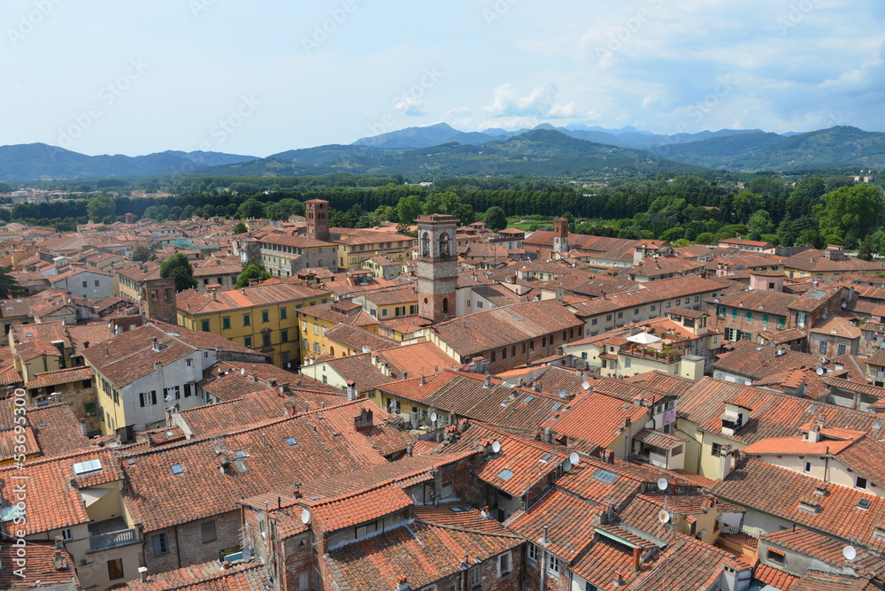 View from bell tower over Lucca