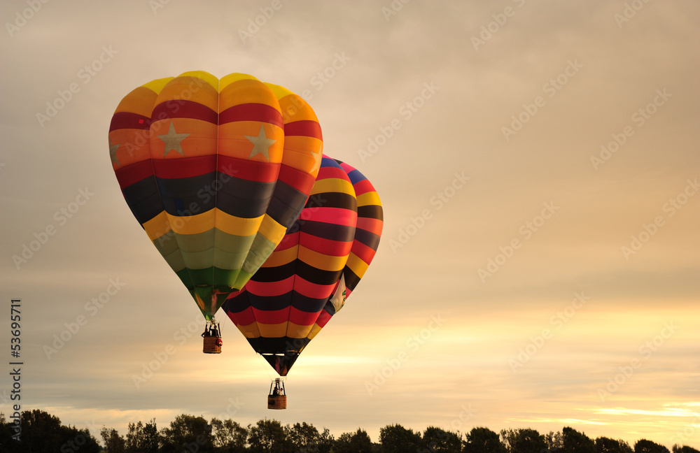 Fototapeta premium Hot air balloons flying during festival.