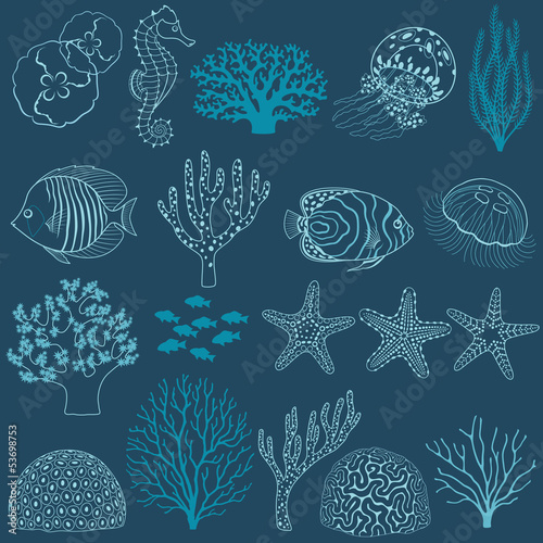 Underwater life design elements