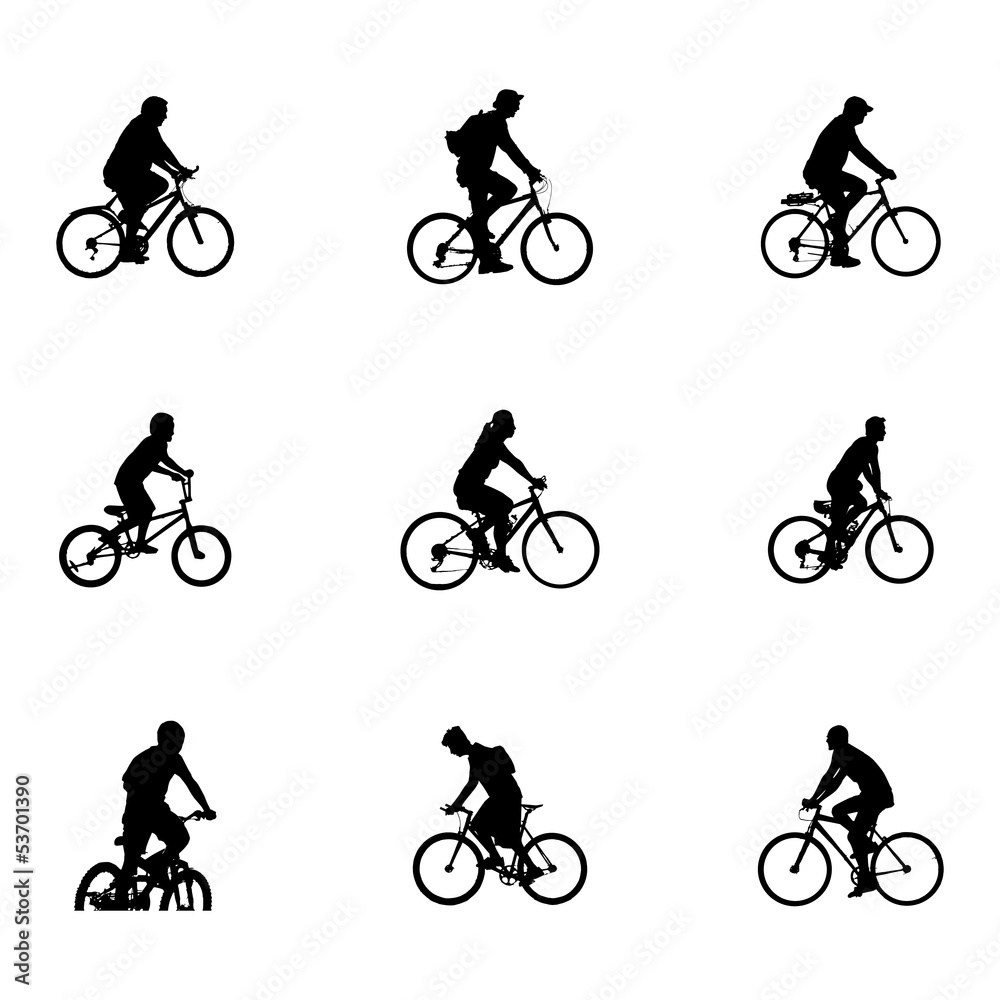 Fototapeta premium Vector of cyclists. silhouette on white background